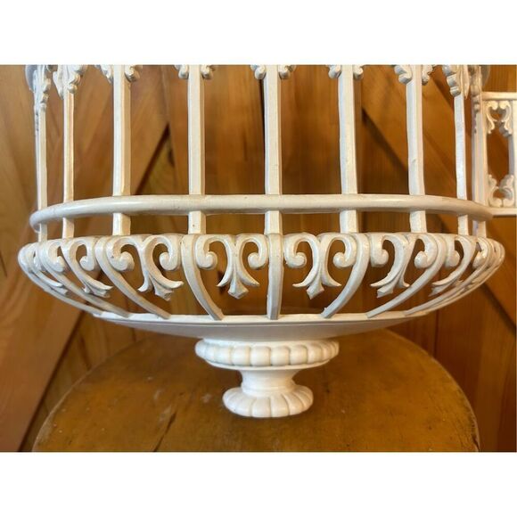 LARGE VINTAGE WHITE RESIN BIRD CAGE WALL HANGING ~ UNIVERSAL STATUARY 1974 - Picture 4 of 13